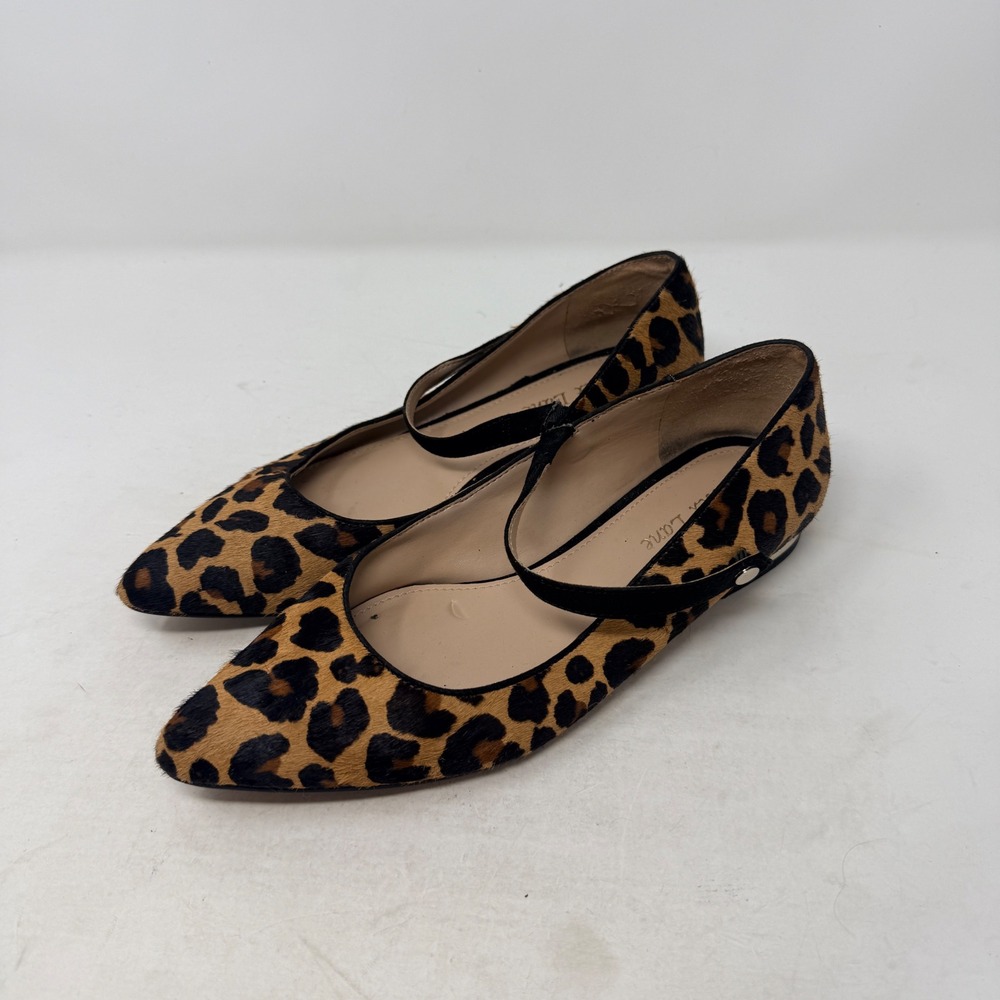 Essex Lane Leopard Print Calf Hair Mary Jane Point Toe Flats Gold Heel Size 6.5 - Picture 12 of 12
